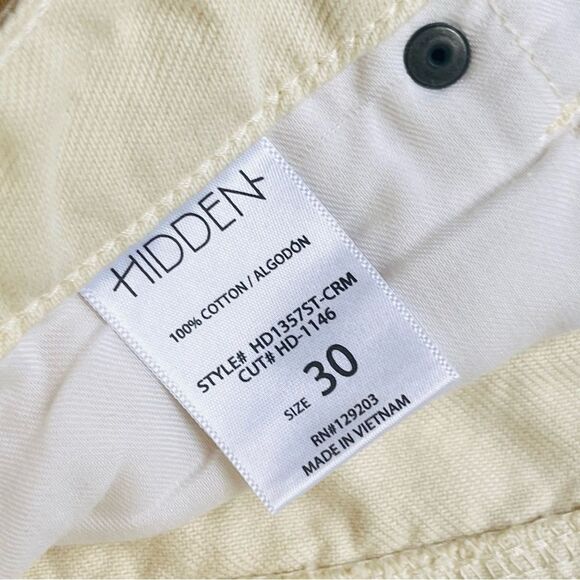 Hidden Tracey Cream Button Fly Distressed High Rise Boyfriend Jeans Sz 30 NWT - Picture 9 of 11